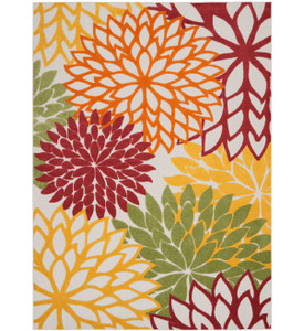 10' X 13' Red Floral Non Skid Indoor Outdoor Area Rug - 606114454502