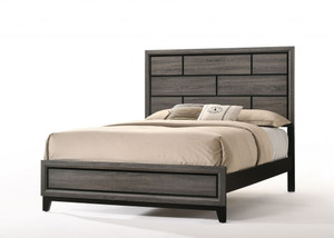 Gray Solid Wood Queen Bed Frame MDF