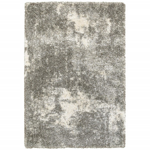 Homeroots Home Decor 10' x 13' Gray and Ivory Distressed Abstract Indoor Area Rug