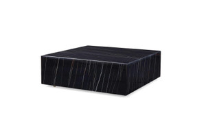 Homeroots Black Square Marble Table, Black, 35 x 35 x 11 Inches