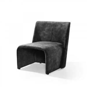 Homeroots Living Room 28" Dark Grey Velvet Solid Color Side Chair