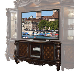 21" X 74" X 31" Cherry Oak Wood Poly Resin Glass TV Console - 4512839713373