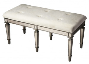 Homeroots Living Room Silver Mirrored Bench