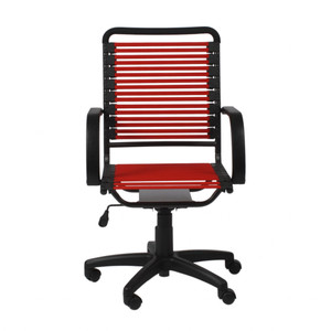 45" Black and Red Flat Bungee Cord High Back Office Chair - 808230090866