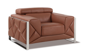 Mod Terra Cotta Leather and Chrome Deco Accent Chair - 606114633457 Mod Terra Cotta Leather and Chrome Deco Accent Chair - 606114633457