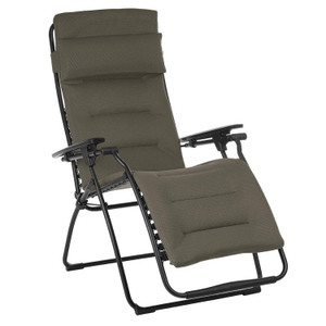 Homeroots Furniture Zero Gravity Recliner, Black Frame, Taupe Fabric