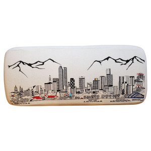 38" White Denver Daylight Skyline Embroidered Ottoman - 606114647652