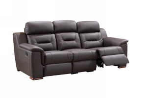 Homeroots Furniture 90" x 41" x 41" Modern Brown Leather Reclining Sofa
