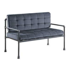 Homeroots 51" Gray Tufted Velvet And Gray Love Seat