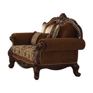 37" X 48" X 44" Fabric Cherry Oak Upholstery Wood Leg/Trim Chair w/2 Pillows - 4512839710396 37" X 48" X 44" Fabric Cherry Oak Upholstery Wood Leg/Trim Chair w/2 Pillows - 4512839710396