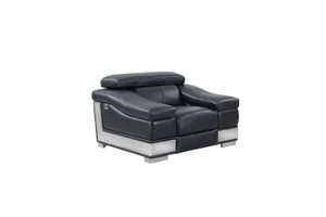Homeroots Living Room 31-39 Inch Black Modern Leather Chair, Black, Adjustable Height