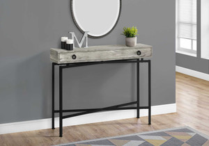Homeroots 32.5" Grey Reclaimed Wood Particle Board Accent Table with Black Legs