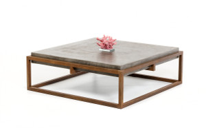 15" Concrete And Metal Coffee Table - 689805028442