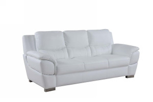 Homeroots Furniture 37" Chic White Leather Sofa, White, Recliner
