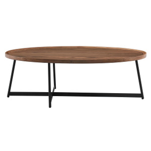 Homeroots Living Room Modern Elegance Walnut Oval and Black Coffee Table