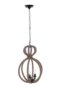 Homeroots Lighting 15" x 15" x 47.5" 3 Bulbs Rope Pendant Lamp