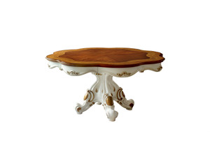 62" X 62" X 31" Antique Pearl Cherry Oak Wood Poly-Resin Dining Table w/Single Pedestal - 4512839711683