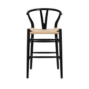 Homeroots Counter Stool, Black Finish, Solid Wood Frame