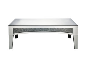 48" Silver Mirrored Glass and Faux Stone Bling Rectangular Coffee Table - 606114146841 48" Silver Mirrored Glass and Faux Stone Bling Rectangular Coffee Table - 606114146841