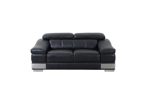 31to 39" Modern Black Leather Loveseat - 4512822746456