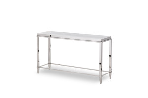 Homeroots Furniture 34-Inch Stainless Steel and Glass Console Table