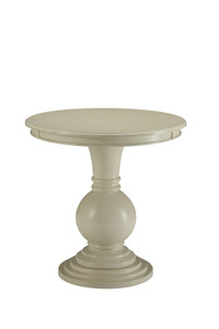 Homeroots Furniture 26 Inch Antique White Wood Veneer Side Table, Round Top, Traditional Design