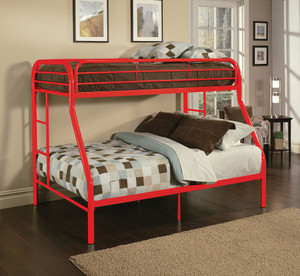 78" X 54" X 60" Twin Over Full Red Metal Tube Bunk Bed - 689211812932