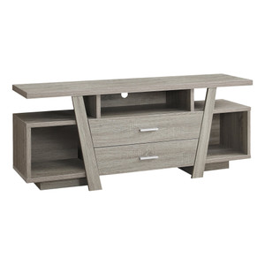 15.5" x 60" x 23.75" Dark Taupe Particle Board Hollow Core TV Stand With 2 Drawers - 4512839707860 15.5" x 60" x 23.75" Dark Taupe Particle Board Hollow Core TV Stand With 2 Drawers - 4512839707860