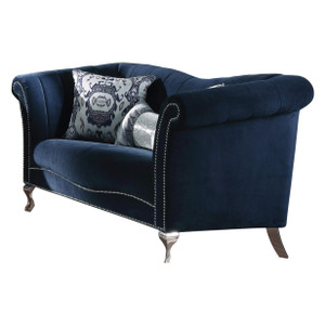 37" X 74" X 39" Blue Velvet Upholstery Acrylic Leg Loveseat w/2 Pillows - 4512839710358 37" X 74" X 39" Blue Velvet Upholstery Acrylic Leg Loveseat w/2 Pillows - 4512839710358