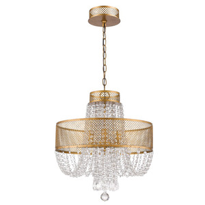 Viola 4-Light Antique Gold Crystal Chandelier - 808230007307