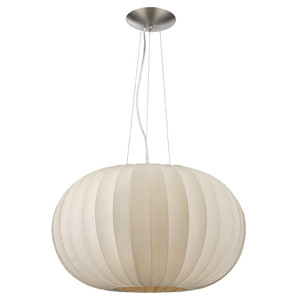 Shanghai 1-Light Brushed Nickel Pendant With Sheer Pearl Ribbon Shade - 808230018259