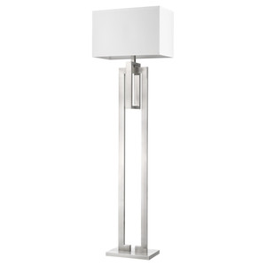 Precision 1-Light Brushed Nickel Floor Lamp With Ivory Shantung Shade - 808230005648