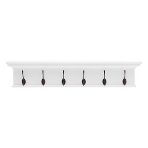 Traditional Classic White Wood Six Hook Hanging Coat Rack - 808230003170