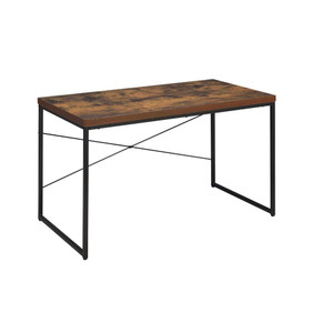 47" Brown Oak Wood And Black Metal Rectangular Computer Desk - 689211811829 47" Brown Oak Wood And Black Metal Rectangular Computer Desk - 689211811829