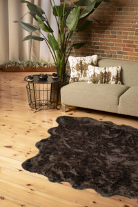 6' X 6' Chocolate Faux Fur Washable Non Skid Area Rug - 606114149514