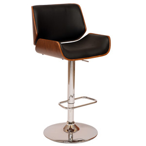 Black Upholstered Chrome Base Adjustable Bar Stool - 606114633181 Black Upholstered Chrome Base Adjustable Bar Stool - 606114633181