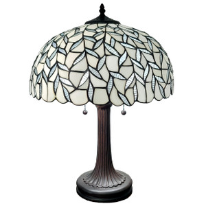 Homeroots Lighting 24" Stained Glass Leafy Vintage Accent Table Lamp, Stained Glass Finish
