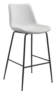 Homeroots Living Room White and Black Modern Rugged Bar Chair