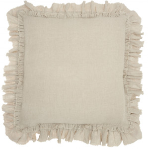 Dainty Ruffle Edged Beige Throw Pillow - 4512822829883