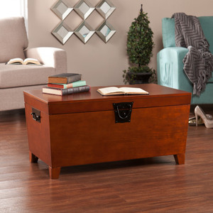Homeroots Living Room 39" Brown Manufactured Wood and Metal Rectangular Coffee Table, Brown Finish
