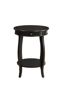 Homeroots Vintage Look Black Wood End Table, Black Finish, Wood Material