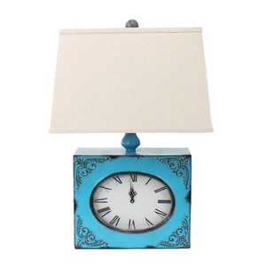 7 X 7 X 22 Blue Vintage Metal Clock Base - Table Lamp - 614486178445