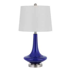 Set of Two 26” Navy Blue Glass Table Lamps - 606114642237 Set of Two 26” Navy Blue Glass Table Lamps - 606114642237