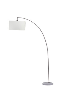 Homeroots Lighting 86" White and Silver Arc Floor Lamp, White Drum Shade