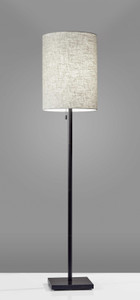 61" Bronze Metal Floor Lamp With Beige Fabric Shade