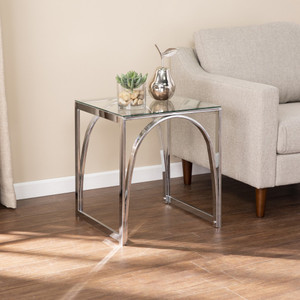 22" Chrome Glass And Iron Square End Table - 808230107618