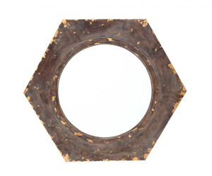 23.5 X 27 X 3.5 Bronze Vintage Round Hexagon Frame - Cosmetic Mirror - 689805006259