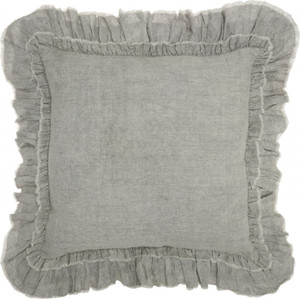 Dainty Ruffle Edged Light Gray Throw Pillow - 4512822829869