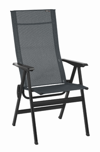 Homeroots Furniture High-Back Chair, Black Steel Frame, Obsidian Duo Fabric