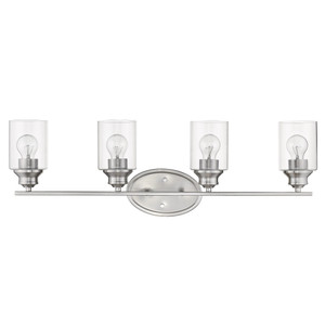 Four Light Silver Wall Light with Clear Glass Shade - 808230014053